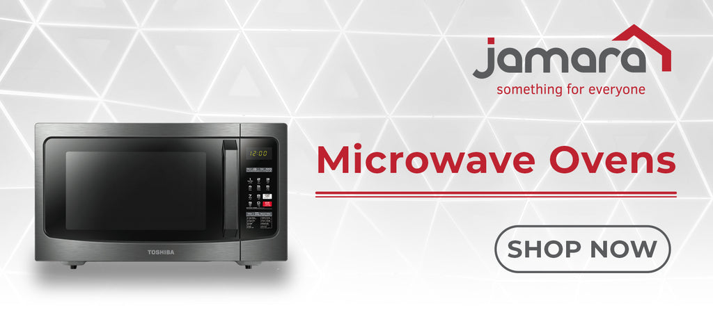 Introducing the new Toshiba Microwave Oven of 20L and 25L with the defrost  function, multi-level heating, easy-to-use control panel and 1 year  warranty., By Jamara Home