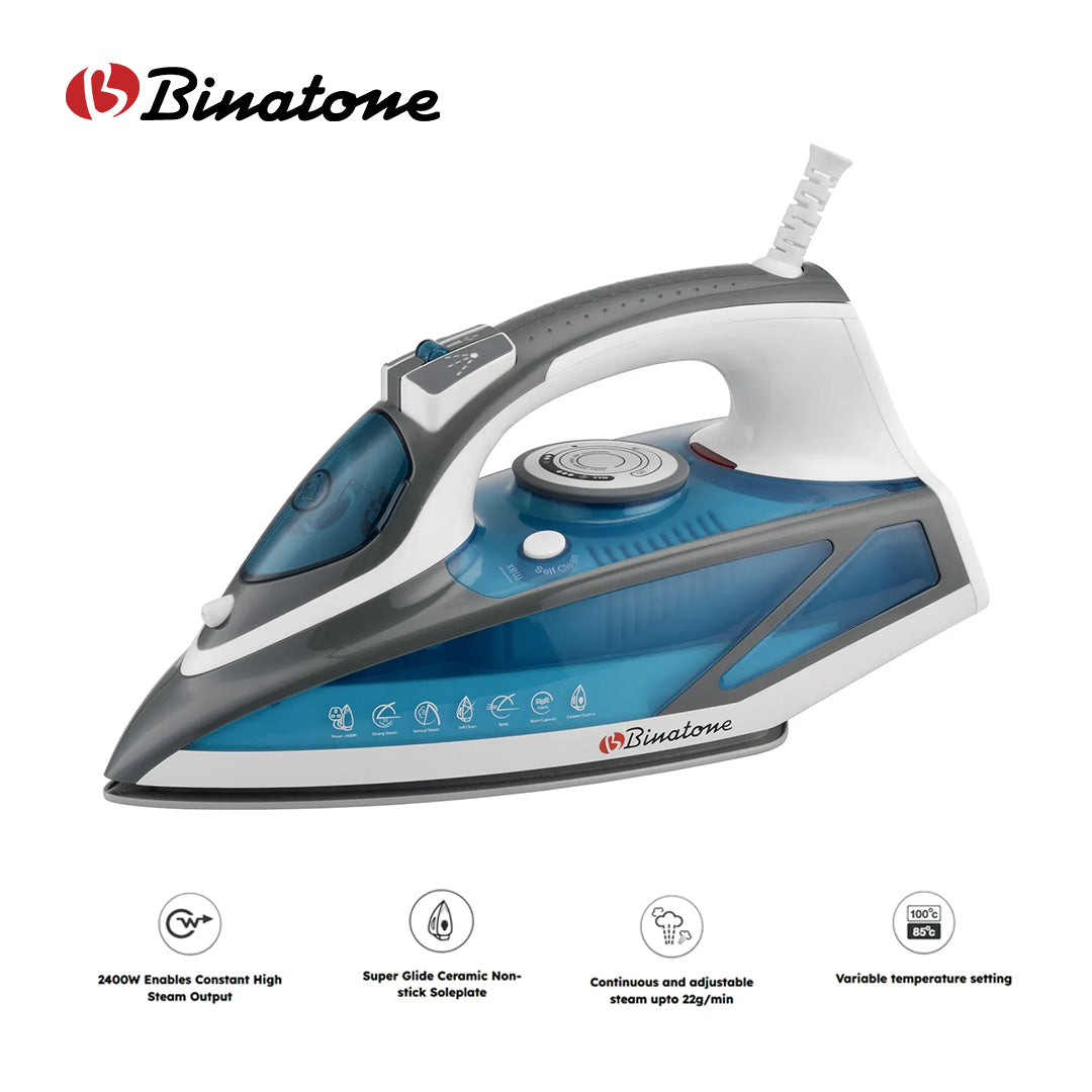 BINATONE STEAM IRON 150ML 2400W WHITE SI-2410