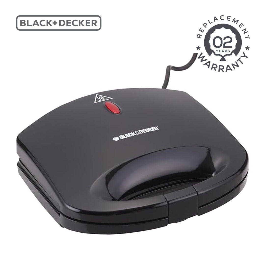 BLACK+DECKER/ NON STICK SANDWICH MAKER / 600W ,  2 SLICE / TS1000-B5 / BLACK