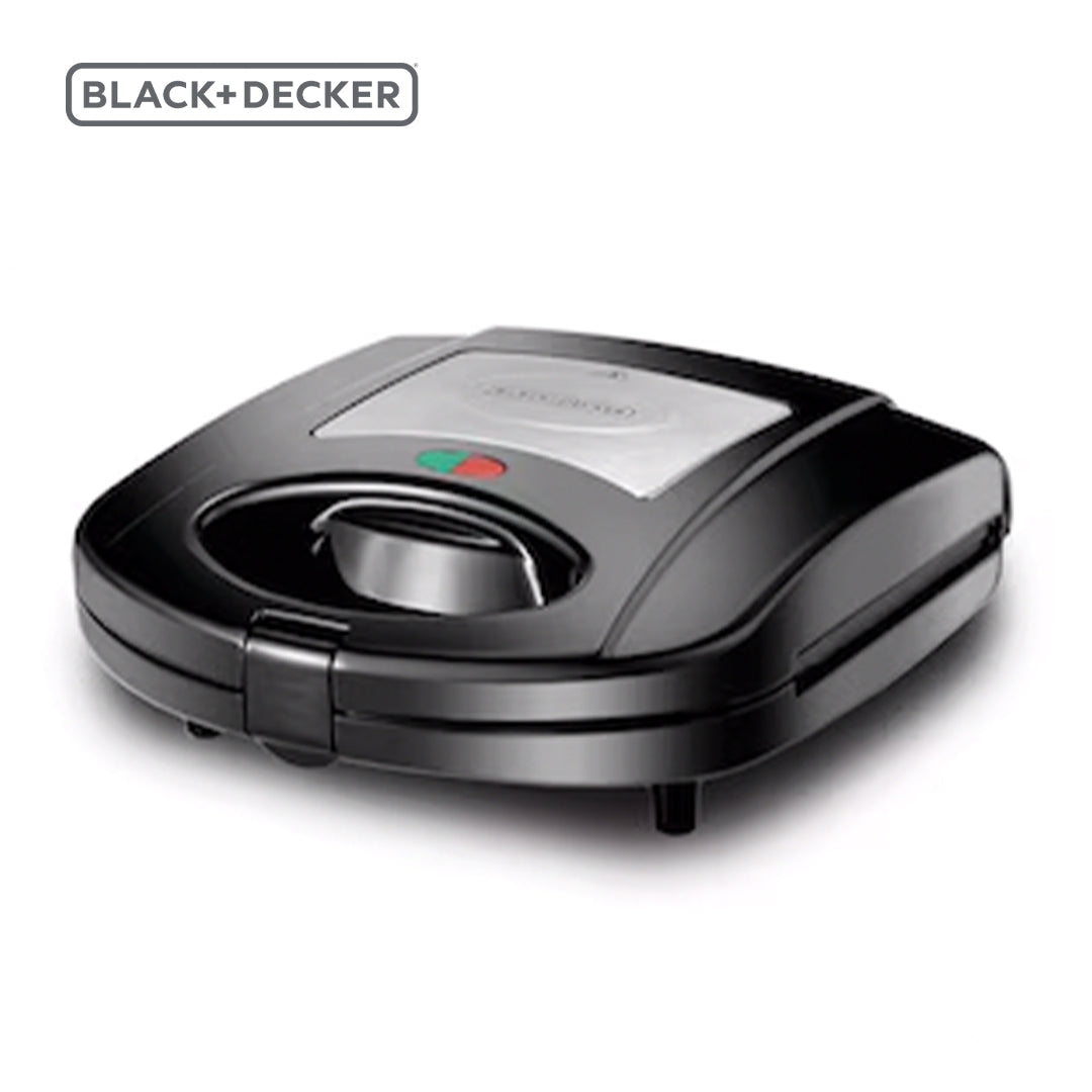 BLACK+DECKER /SANDWICH MAKER GRILL + WAFFLE MAKER/ 2 SLOT MULTIPLATE/ TS2130-B5 / SILVER+BLACK