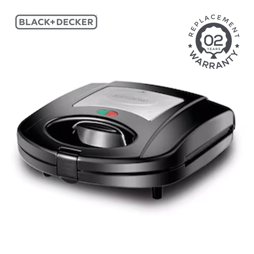 BLACK+DECKER /SANDWICH MAKER GRILL + WAFFLE MAKER/ 2 SLOT MULTIPLATE/ TS2130-B5 / SILVER+BLACK