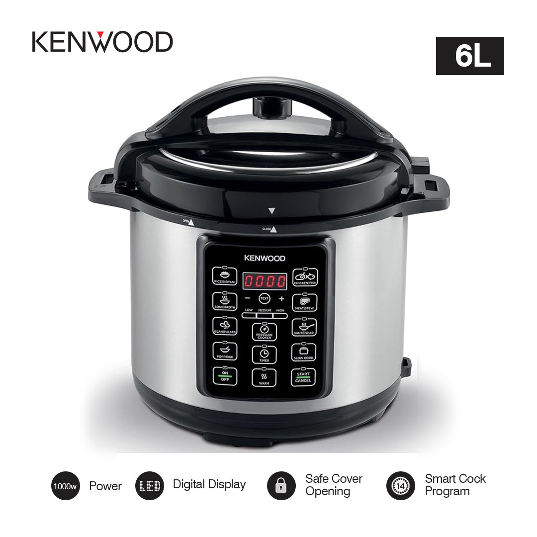 KENWOOD PRESSURE COOKER 6L 1000W STEEL.BLK PCM60