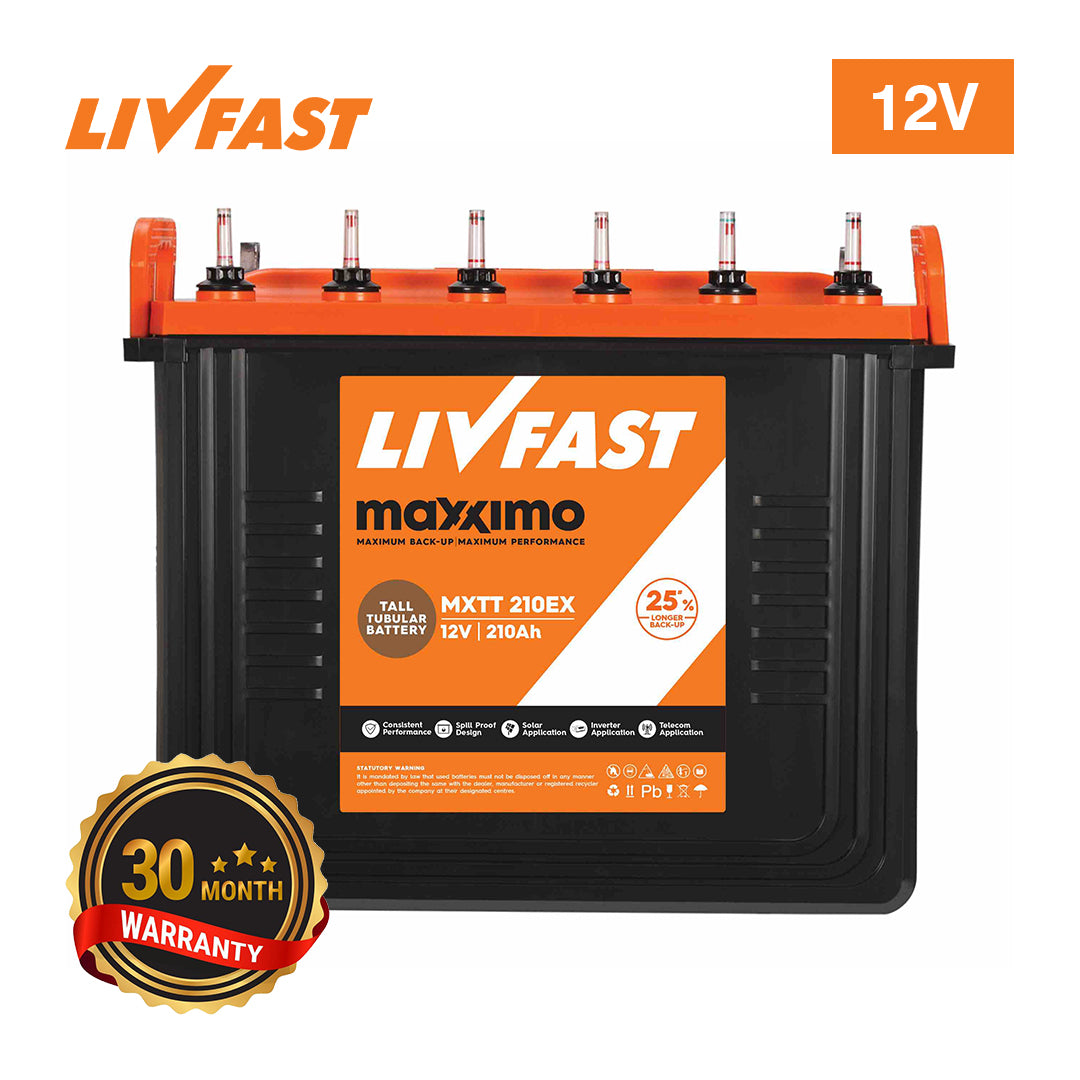 LiVFAST / BATTERY/ TUBULAR/ 210AH/ 12V / 30 Months Warranty