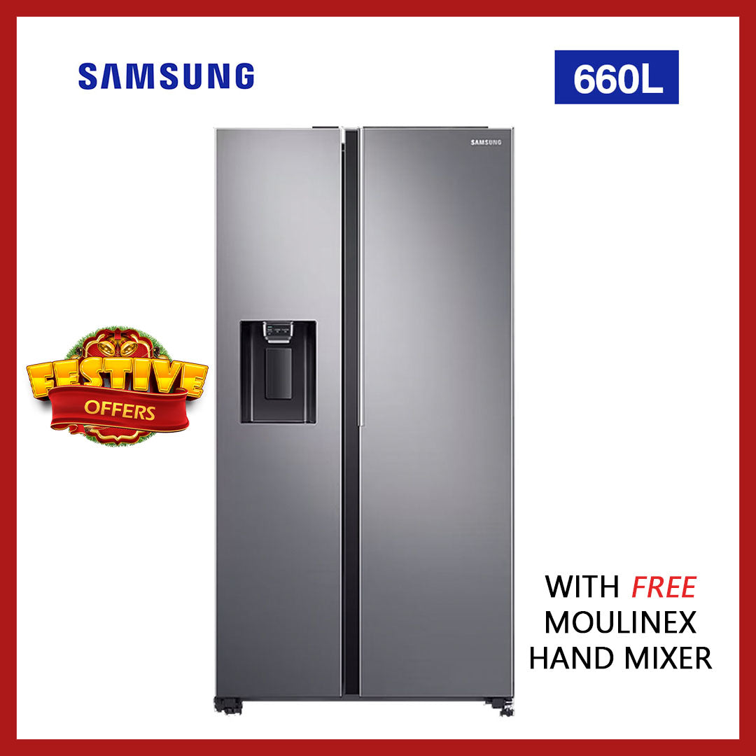 SAMSUNG FRIDGE 660L SBS ICE MKR SILVER RS64R5111M9