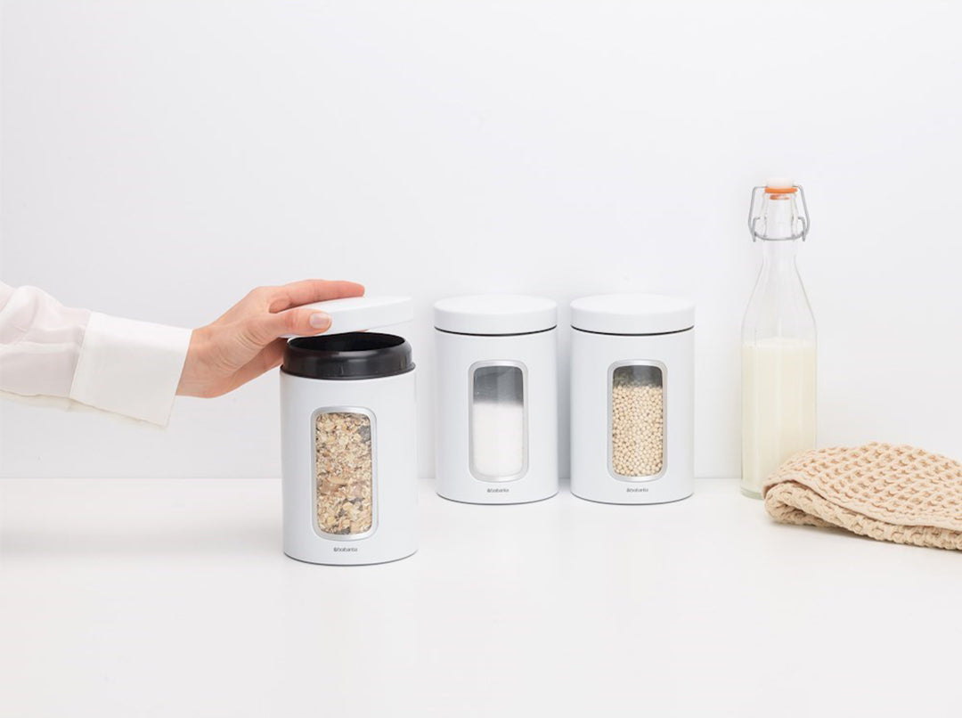 BRABANTIA/HW/b-306068/Window Canister set/1.4L/White